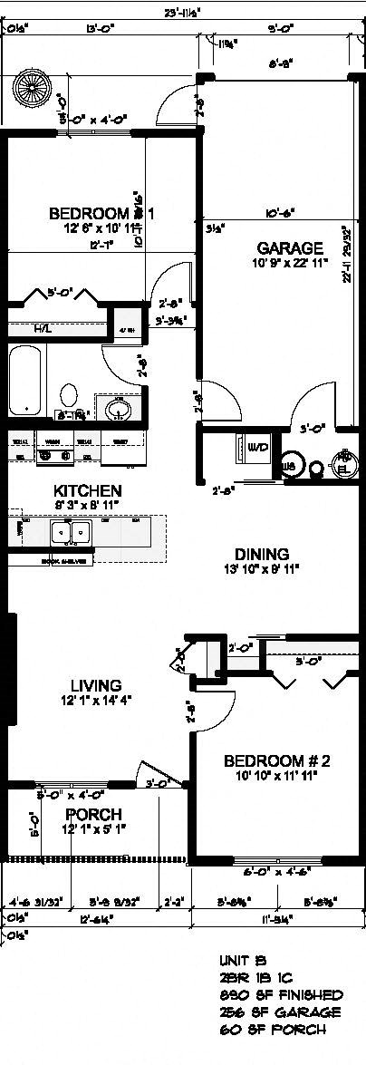 2 Bedroom Townhome Floorplan